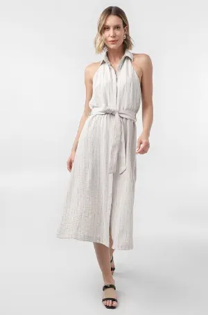 vestido midi em viscolinho com botões riachuelo