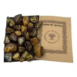 Jogo de runas em pedra olho de tigre