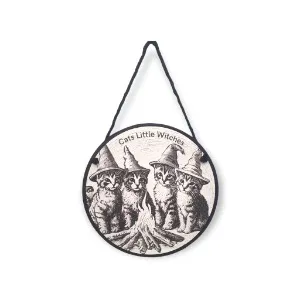 quadro decorativo de gatinhos bruxos