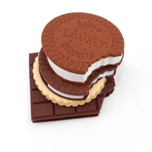 Bloco de anotações em forma de barra de chocolate e bolacha