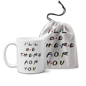 caneca Friends + saquinho de tecido
