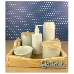 Kit de higiene de porcelana personalizável para o quarto da criança