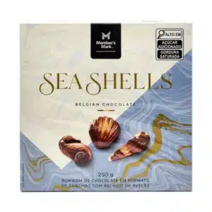 Caixa de bombons com conchas de chocolate e avelã - presentes unissex baratos