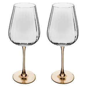 jogo de 2 taças de vinho com haste âmbar