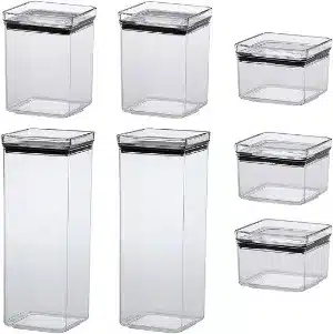 kit com 7 potes herméticos de acrílico