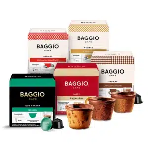 Kit de cafés Baggio em cápsula copinhos de chocolate