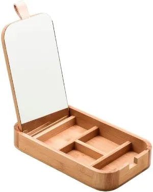 Porta-joias de bambu com espelho Oikos - presente para sogra