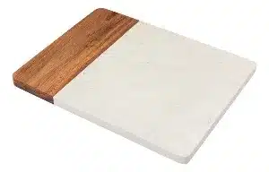 tábua de corte de madeira e mármore