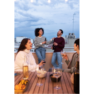 Amigos bebendo vinho juntos.