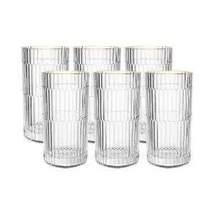 Jogo de copos altos em cristal com borda dourada - presente para bodas de ouro