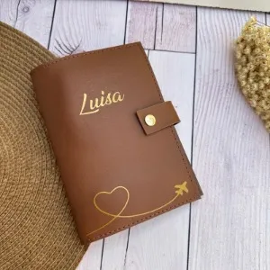 Porta-passaporte com nome gravado