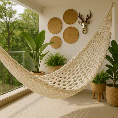 rede de dormir trançada em algodão