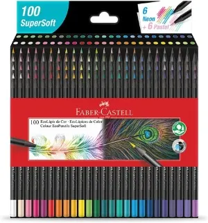 Caixa de lápis de cor Faber-Castell Ultrasoft com 100 cores