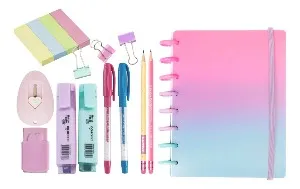 Kit papelaria em cores pasteis