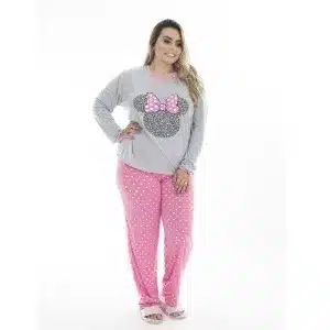 Pijama feminino com manga longa da Minnie