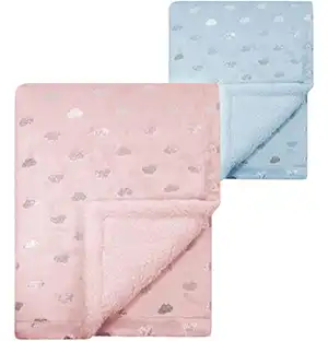 mantinha de bebe de nuvem azul e rosa