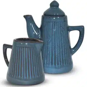 Kit com bule e leiteira em cerâmica