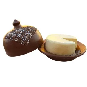 Queijeira de barro decorada